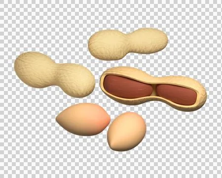 Peanuts isolated on white background. 3d rendering Illustrazione stock