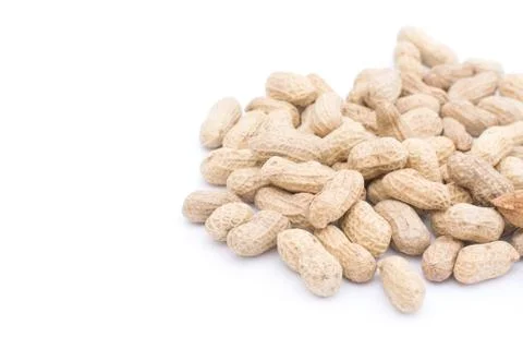 Peanuts isolated on the white background Stock Photos