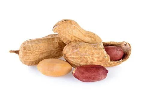 Peanuts isolated on white background Foto stock