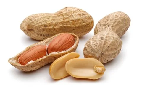 Peanuts isolated on white background Stock Photos