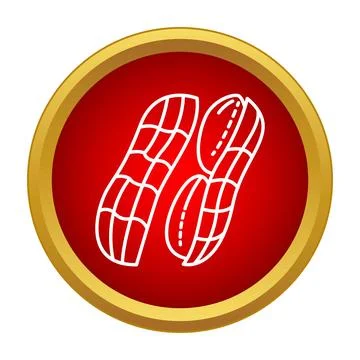 Peanuts legume line icon on red circle 스톡 일러스트
