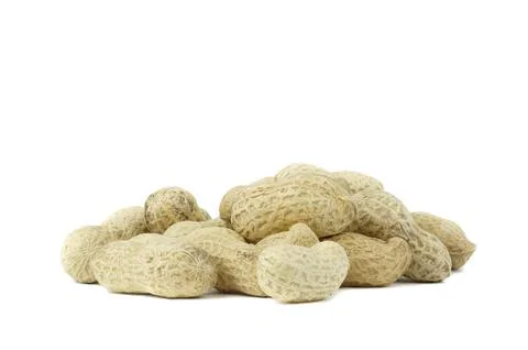 Peanuts. Nuts in shell isolated on white background. Collection. Stock Photos