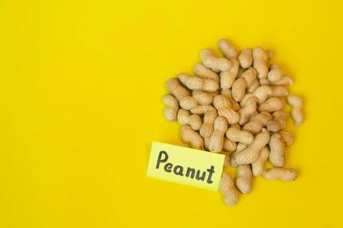 Peanuts pattern isolated on a yellow backround. Repetition concept. Stock Photos