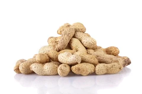 Peanuts pile isolated on a white background Stock Photos