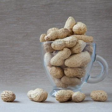 Peanuts in a shell in a glass cup Stock Photos