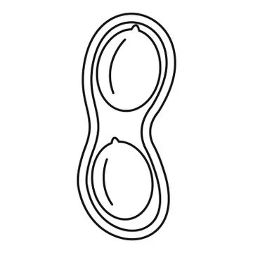 Peanuts shell icon, outline style Stock Illustration