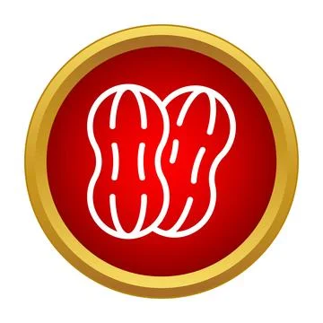 Peanuts in shell icon on red button design 스톡 일러스트