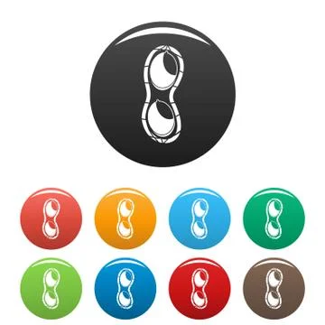 Peanuts in shell icons set color Stock Illustration