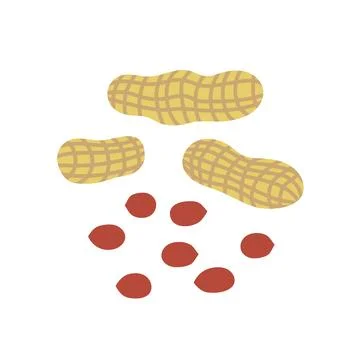 Peanuts small heap side view. Three shells and a peanuts near. Stock Illustration