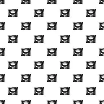 Peanuts snack pack seamless pattern black white Illustrazione stock