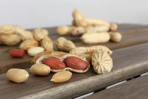 Peanuts on table Stock Photos