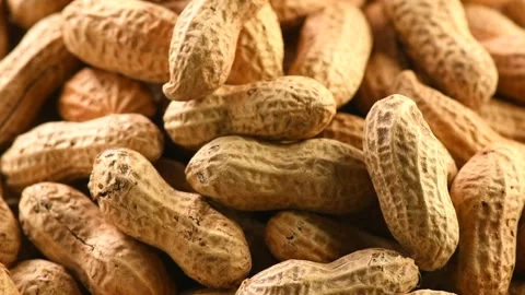 Peanuts. Unshelled nuts close up, rotating background. Roasted pile of peanuts Stock-Footage 293786356