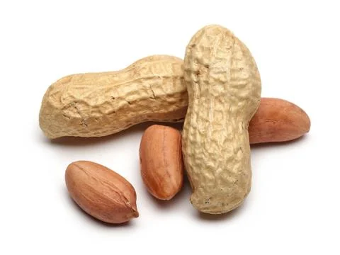 Peanuts on white background Stock Photos