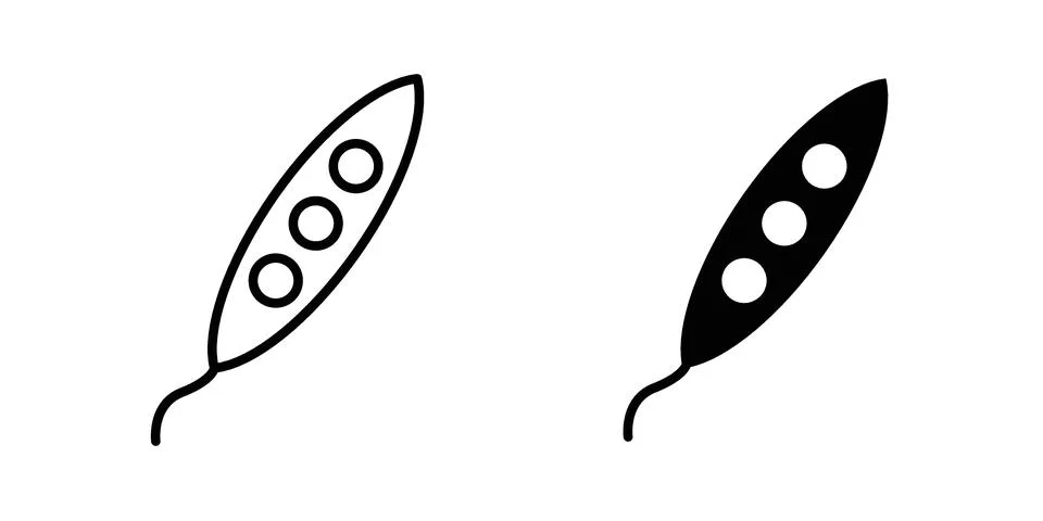 Peapod icon silhouette vector set. thin line pack Stock Illustration