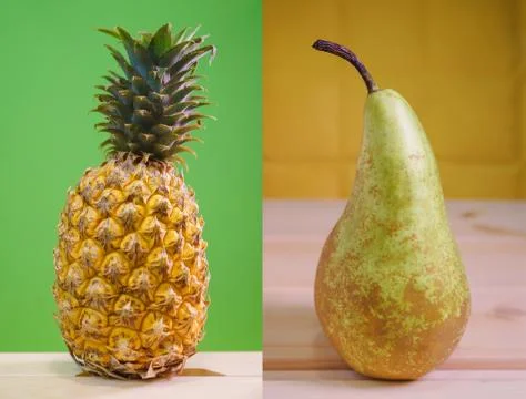 Pear and Pineapple Stock Photos