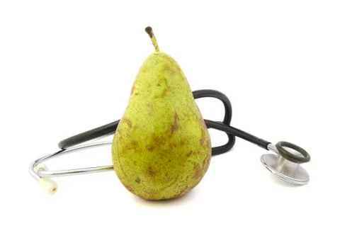 Pear and stethoscope Stock Photos