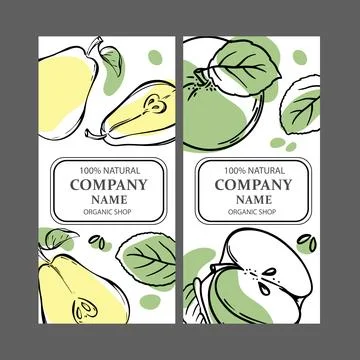 PEAR APPLE LABELS Vertical Sketch Vector Illustration Set Stock-Illustration