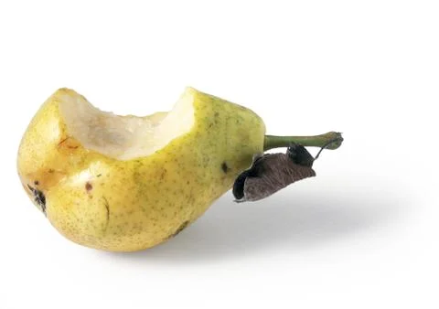 Pear with bite missing, close-up Foto stock