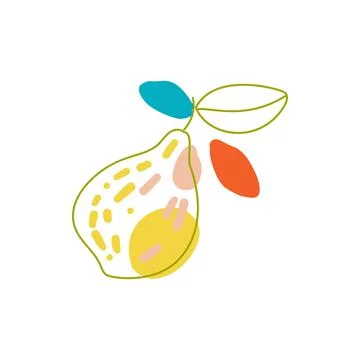 Pear in the boho style. A line and a spot. Stock Illustration
