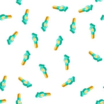 Pear candy isometric icon seamless pattern Stock Illustration