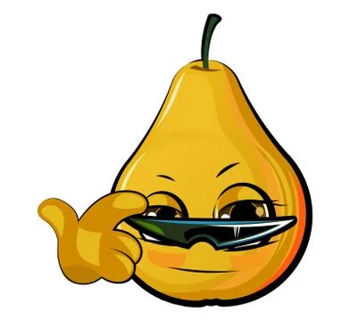 Pear cartoon. Comical face. Vector illustration. Fruit with eyes. Stock Illustration