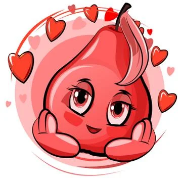 Pear cartoon. Comical face. Vector illustration. Fruit with eyes. Stock Illustration