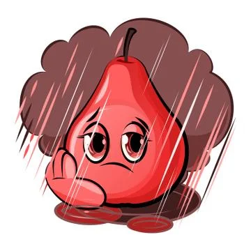 Pear cartoon. Comical face. Vector illustration. Fruit with eyes. Stock Illustration