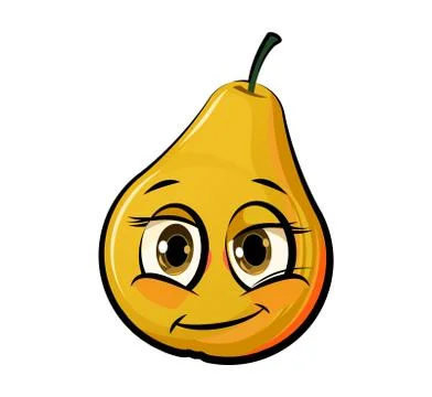 Pear cartoon. Comical face. Vector illustration. Fruit with eyes. Stock Illustration