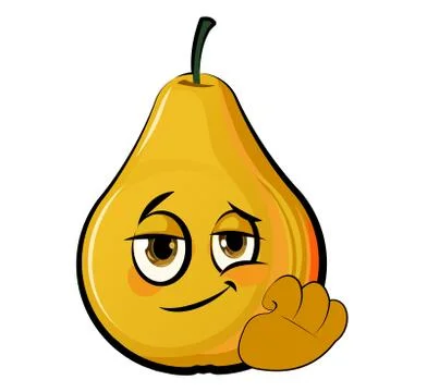Pear cartoon. Comical face. Vector illustration. Fruit with eyes. Stock Illustration