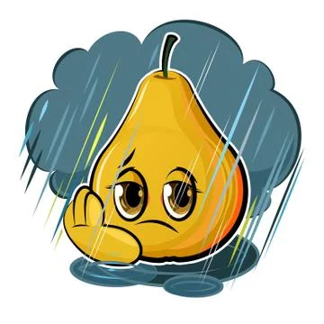 Pear cartoon. Comical face. Vector illustration. Fruit with eyes. Stock Illustration