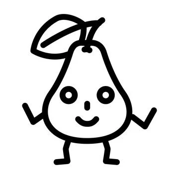 Pear character line icon vector illustration Stock Illustration