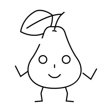 Pear character line icon vector illustration Stock Illustration