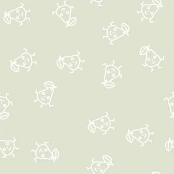 Pear character line vector seamless pattern Stock Illustration