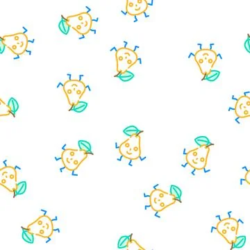 Pear character vector seamless pattern Stock Illustration