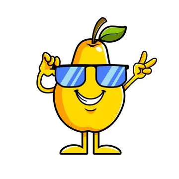 Pear cool eyeglass cartoon vector Stock Illustration