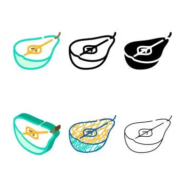 Pear cut color icon vector forms Stock Illustration