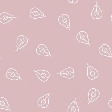 Pear cut one line seamless pattern Stock Illustration