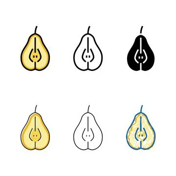 Pear cut one set color icon vector イラスト素材