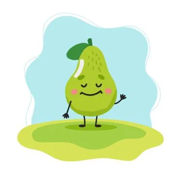Pear cute character, vector illustration for kids in cartoon style Illustration