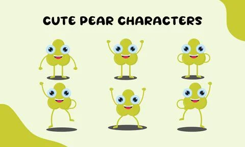 Pear cute characters. Vector illustration Ilustración de archivo