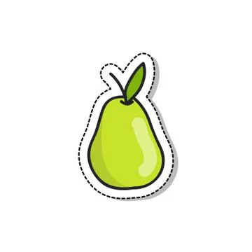 Pear doodle icon, vector sticker illustration Stock Illustration