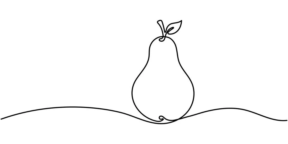 Pear drawing drawn with one continuous line, Pear in one line drawing art s.. Stock-Illustration