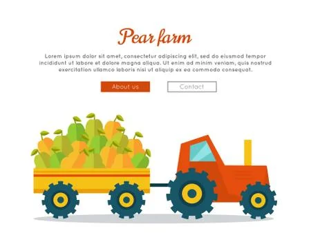 Pear Farm Web Vector Banner in Flat Design Stock Illustration