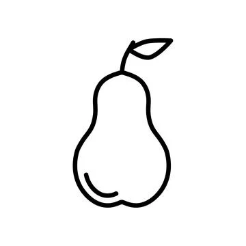 Pear flat icon. Pictogram for web. Line stroke. Isolated on white background. Stock Illustration