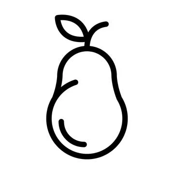 Pear flat icon. Pictogram for web. Line stroke. Isolated on white background. Stock Illustration