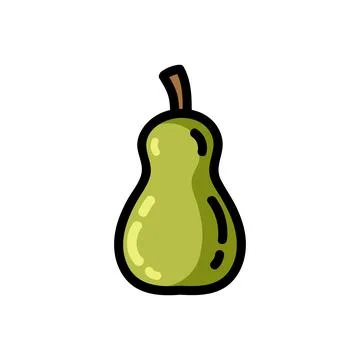 Pear flat outlined icon. Vector fruit logo isolated on white background. Vega Stock Illustration