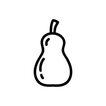 Pear flat outlined icon. Vector fruit logo isolated on white background. Vega Stock Illustration