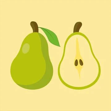 Pear fresh fruit vector icon. Cartoon pear illustration organic green Stock Illustration
