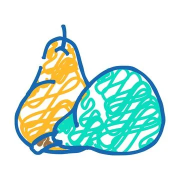 Pear fresh yellow icon doodle illustration Stock Illustration