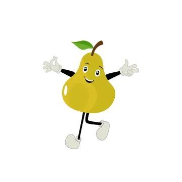 Pear fruit cartoon, set of pear fruit character in different action emoticon Stock Illustration